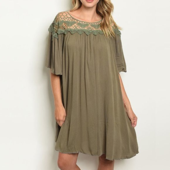 Dresses & Skirts - Olive Color Butterfly Mini Dress M